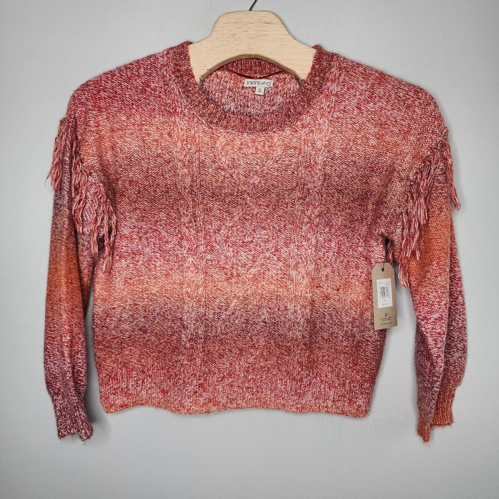 FRYE AND CO Women's‎ Long Sleeve Sweater Fringe Sueded Rosewood Size XL NWT